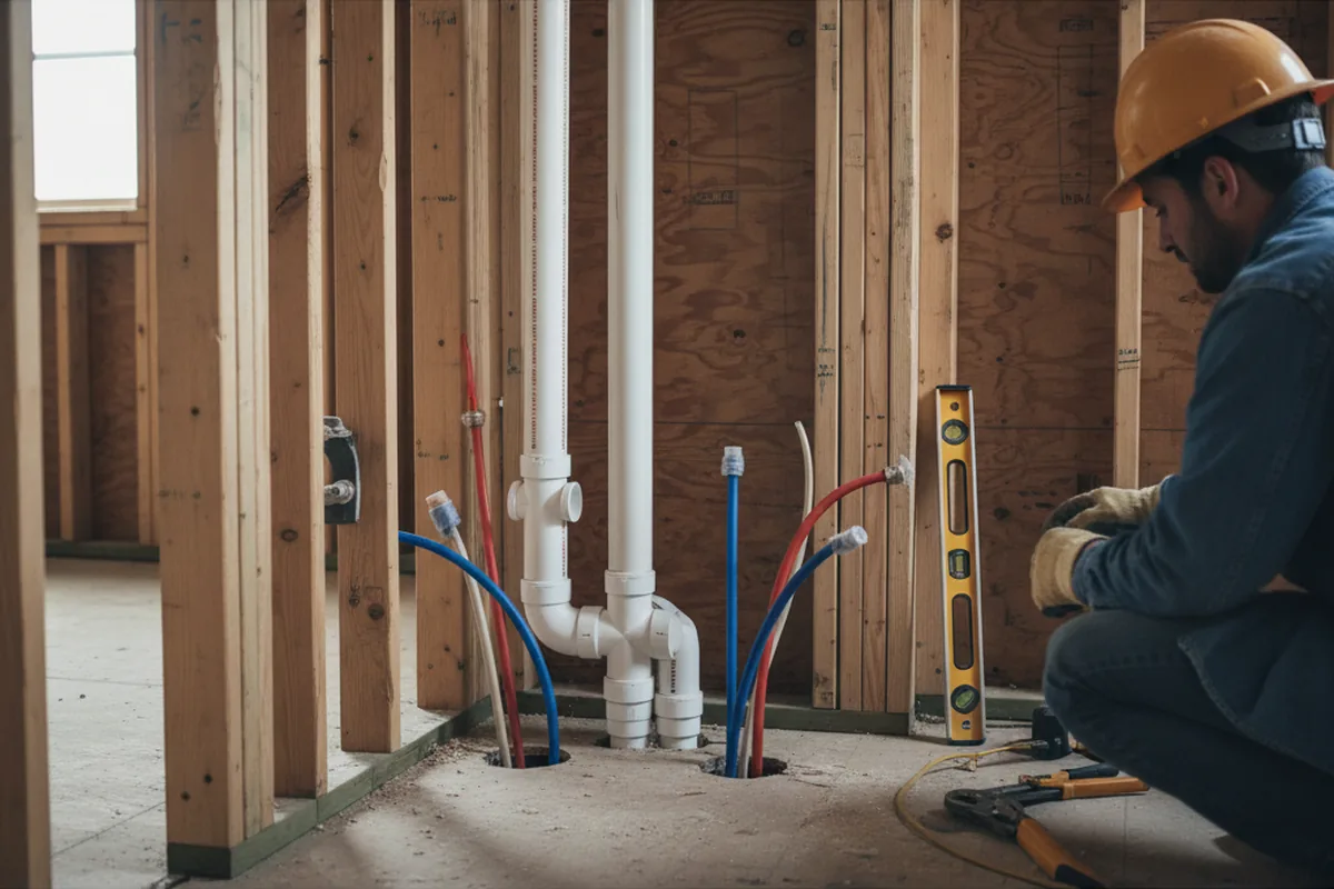 Drain and supply rough-in during Sump Pump Repair in Birmingham